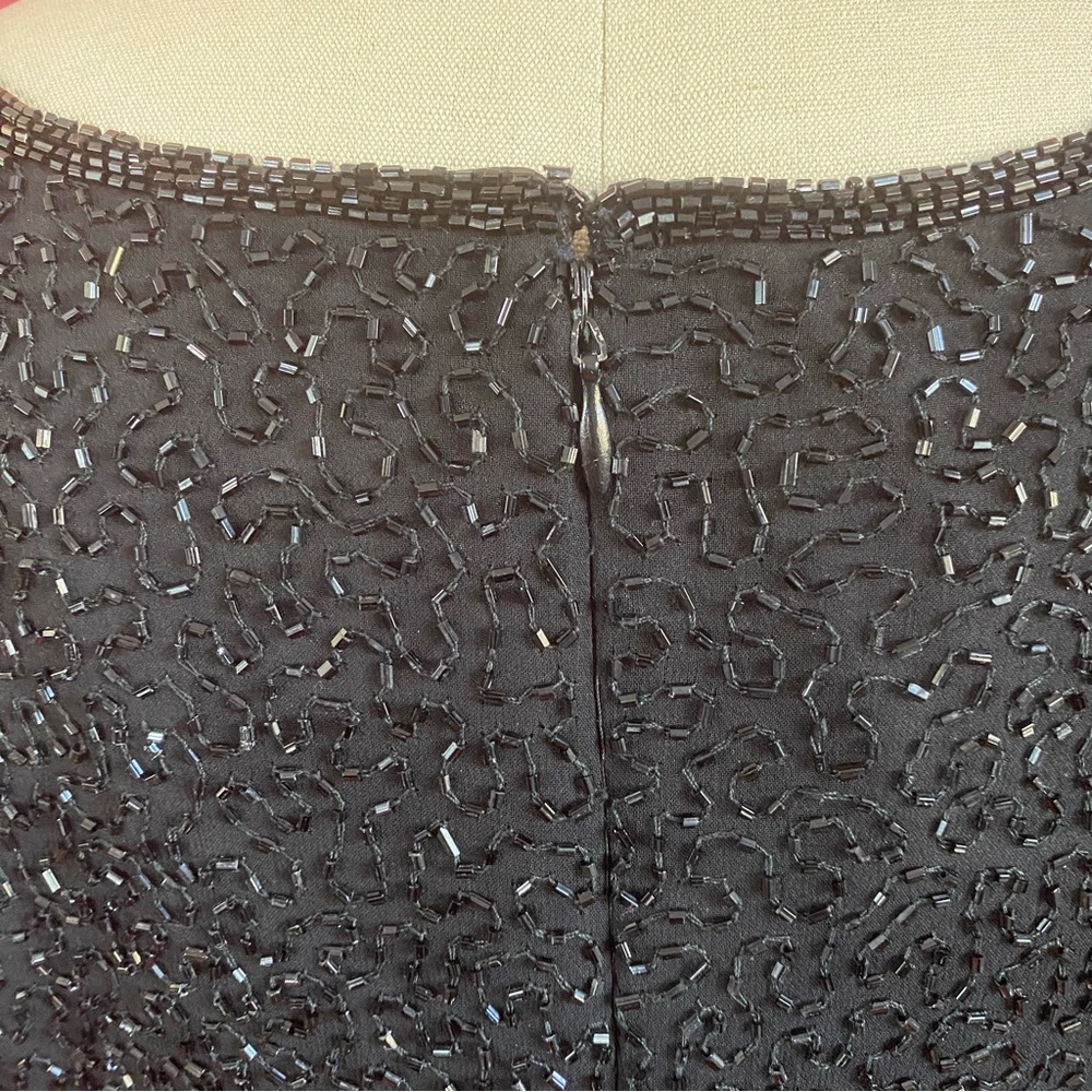 Vintage 80s/90s SILK Fairy Glam Bead Embellished Mini Party Dress Silk Skirt 8 - Picture 13 of 17